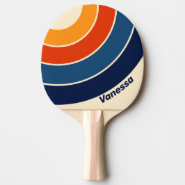 Woestijn Retro Regenboog Cirkel Streep met Naam Tafeltennisbatje