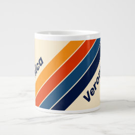 Woestijn Retro Regenboog Gestreept met Naam Grote Koffiekop