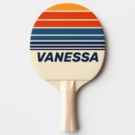 Woestijn Retro Regenboog Horizon Strepen met Naam Tafeltennisbatje