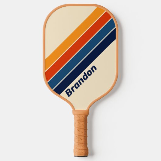 Woestijn Retro Regenboog met Naam Pickleball Paddle (Voorkant)