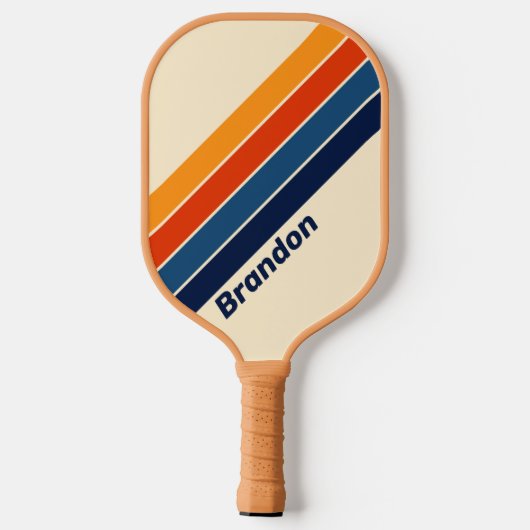 Woestijn Retro Regenboog met Naam Pickleball Paddle (Achterkant)