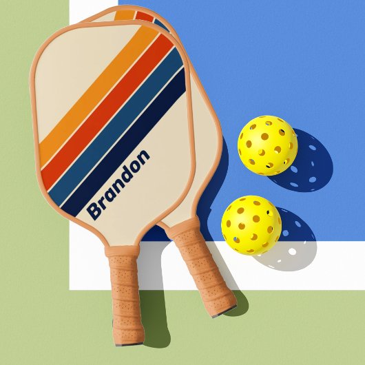 Woestijn Retro Regenboog met Naam Pickleball Paddle