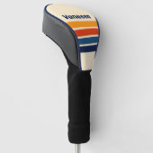 Woestijn Retro Regenboog Over Strepen met Naam Golfheadcover (Schuin)