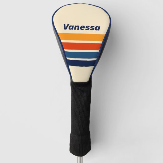 Woestijn Retro Regenboog Over Strepen met Naam Golfheadcover (Voorkant)