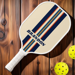 Woestijn Retro Regenboog Raly Strepen met Naam Pickleball Paddle