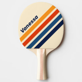 Woestijn Retro Regenboog Schuine Strepen met Naam Tafeltennisbatje