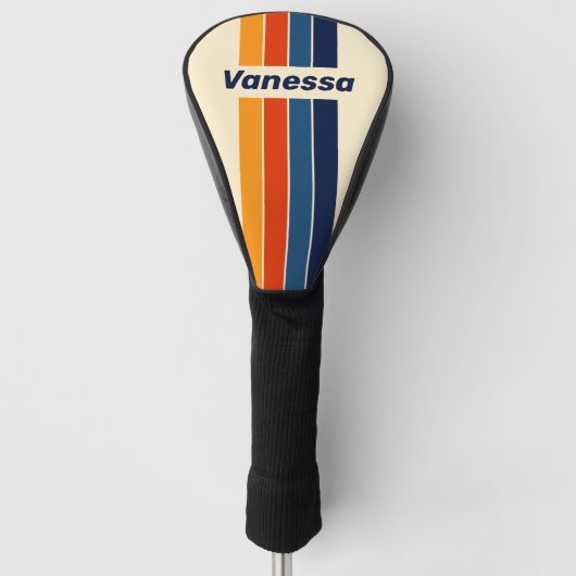 Woestijn Retro Regenboog Speld Gestreeptd met Naam Golfheadcover (Voorkant)