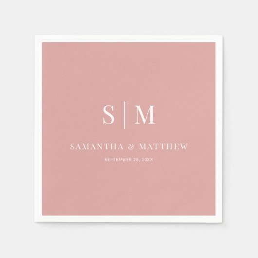 Woestijn Roos Eenvoudig Elegant paar Initialen bru Servet (Voorkant)