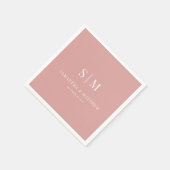 Woestijn Roos Eenvoudig Elegant paar Initialen bru Servet (Hoek)