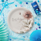 Woestijn Roos Roze Bloemen Greenery Bruids Trouwen Papieren Bordje (Feest)