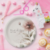 Woestijn Roos Roze Bloemen Greenery Bruids Trouwen Papieren Bordje (Feest)