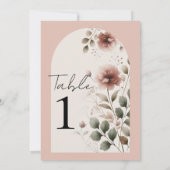 Woestijn Roos Roze Bloemen Greenery Tafelnummer (Achterkant)