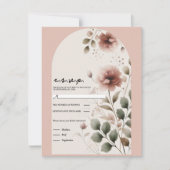 Woestijn Roos Roze Bloemen Greenery Wedding RSVP Kaart (Voorkant)