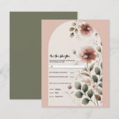 Woestijn Roos Roze Bloemen Greenery Wedding RSVP Kaart (Voorkant / Achterkant)