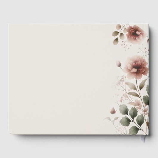Woestijn Roos Roze & Groen Bloemen Greenery Weddin Gastenboek (Achterkant)