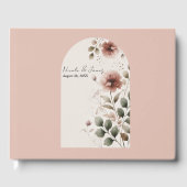 Woestijn Roos Roze & Groen Bloemen Greenery Weddin Gastenboek (Voorkant)