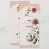 Woestijn Roos Roze & Groen Bloemen Greenery Weddin Menu (Voorkant / Achterkant)