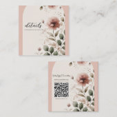 Woestijn Roos Roze & Groen Bloemen Greenery Weddin Vierkante Visitekaartje (Voorkant / Achterkant)