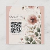 Woestijn Roos Roze & Groen Bloemen Greenery Weddin Vierkante Visitekaartje (Achterkant)