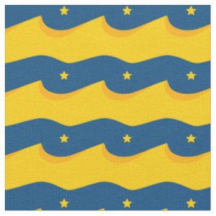 Woestijn 's nachts - een blauw en geel patroon stof