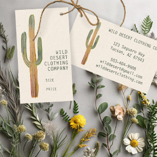 Woestijn Saguaro Cactus Aquarel Unieke Hanglabel Visitekaartje
