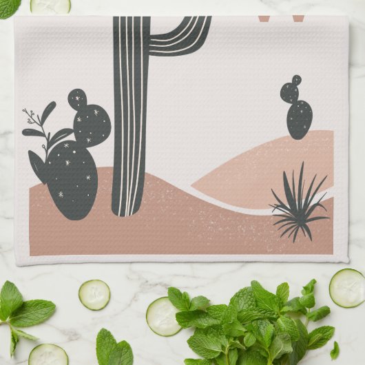 Woestijn Saguaro Cactus Modern Theedoek (Gevouwen)