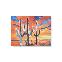 Woestijn Saguaro Zonsondergang Neo-Expressionist