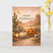 Woestijn Salie Cactus Halloween Kaart (Gele Bloem)