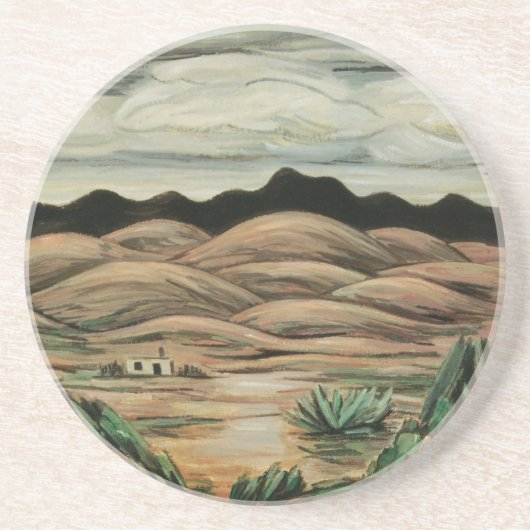 Woestijn Scene door Marsden Hartley, Vintage Fine  Zandsteen Onderzetter (Voorkant)