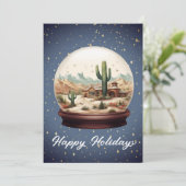Woestijn scène Sneeuwbol Feestdagenkaart (Staand voorkant)