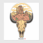 Woestijn Schedel Droog Schitterend Landschap Cactu Sticker (Vel)