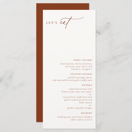 Woestijn Sienna Modern Minimalistisch Menu (Voorkant / Achterkant)