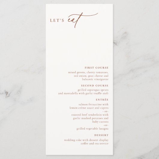 Woestijn Sienna Modern Minimalistisch Menu (Voorkant)