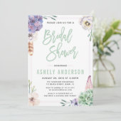 Woestijn Succulent Boho Bruids Douche Uitnodiging (Staand voorkant)