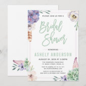 Woestijn Succulent Boho Bruids Douche Uitnodiging (Voorkant / Achterkant)