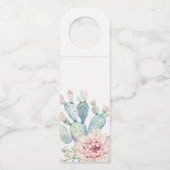 Woestijn Succulent Bruiloft | Waterverf Boho Cactu Flessenhanger (Achterkant)