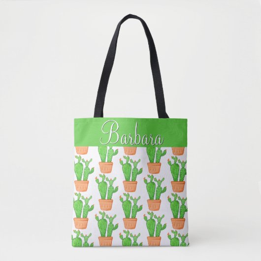 Woestijn Succulent Cactus Floral gepersonaliseerd Tote Bag (Voorkant)