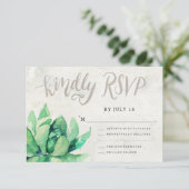 Woestijn Succulent RSVP-kaart - Steen RSVP Kaartje (Staand voorkant)