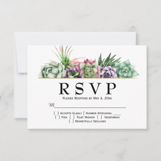 woestijn Succulent Wedding RSVP (Voorkant)