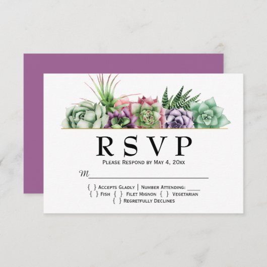 woestijn Succulent Wedding RSVP (Voorkant / Achterkant)