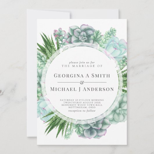 Woestijn Succulenten Cactussen Aquarel TROUWEN Kaart (Voorkant)