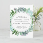 Woestijn Succulenten Cactussen Aquarel TROUWEN Kaart (Staand voorkant)