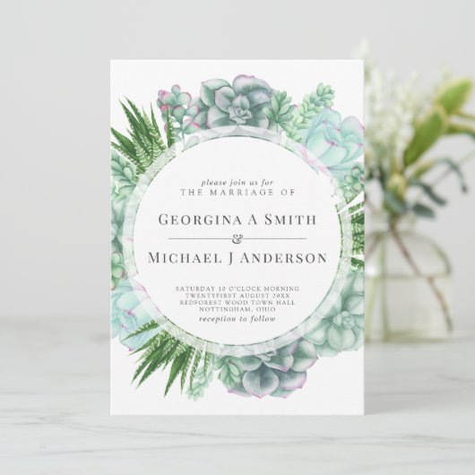 Woestijn Succulenten Cactussen Aquarel TROUWEN Kaart (Staand voorkant)