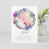 Woestijn Succulenten Geboorte Aankondiging Foto Ka (Staand voorkant)