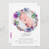 Woestijn Succulenten Geboorte Aankondiging Foto Ka (Voorkant / Achterkant)