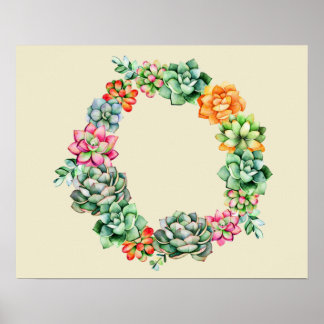 woestijn Succulents Wreath Poster