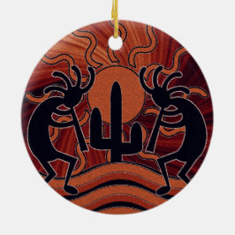 Woestijn Sun Cactus Kokopelli Zuidwest Decor Keramisch Ornament