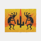 Woestijn Sun Cactus Kokopelli Zuidwest Tribal Fleece Deken (Voorkant (Horizontaal))