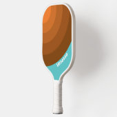 Woestijn Teal Cirkel Streep met Naam Pickleball Paddle (Links)