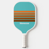 Woestijn Teal Over Strepen met Naam Pickleball Paddle (Achterkant)